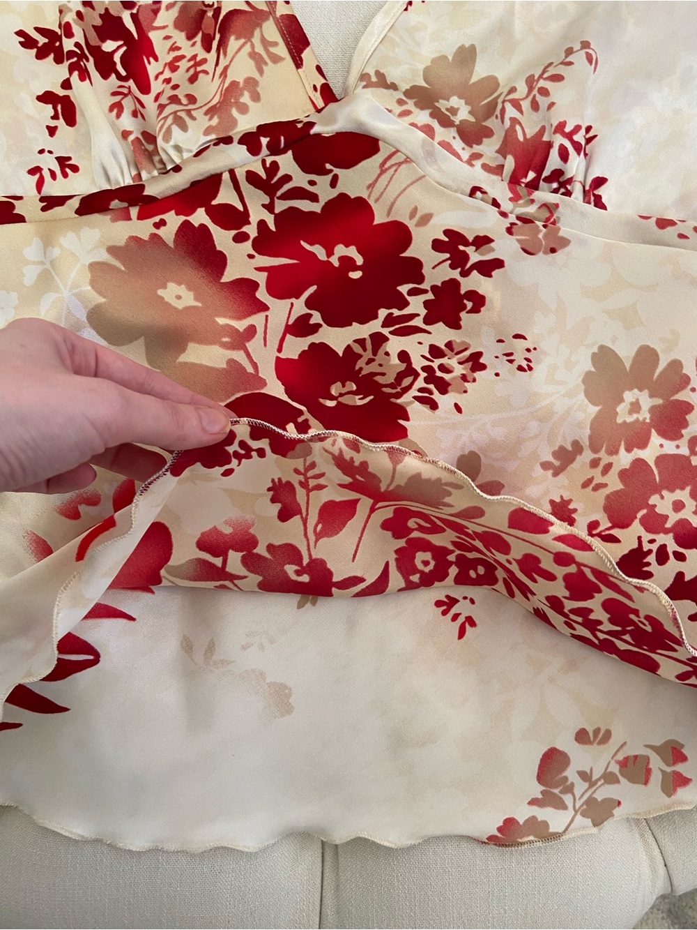 Y2K Satin Floral Halter Top sz M - Picture 3 of 6